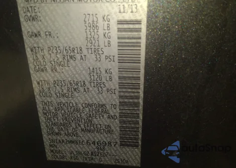 2014 Nissan Pathfinder Sl z USA, uszkodzony, nr VIN 5N1AR2MM8EC646987